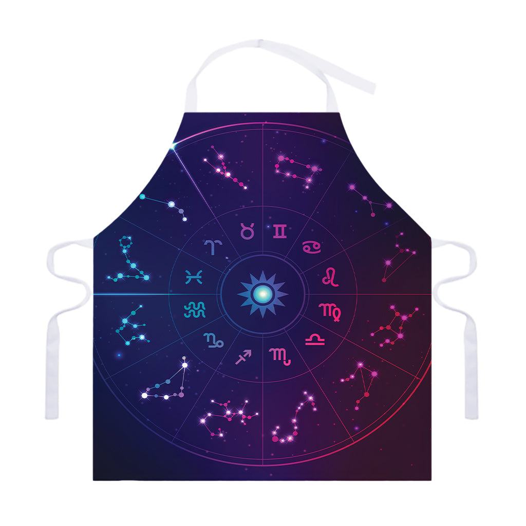 Zodiac Symbols Wheel Print Adjustable Apron