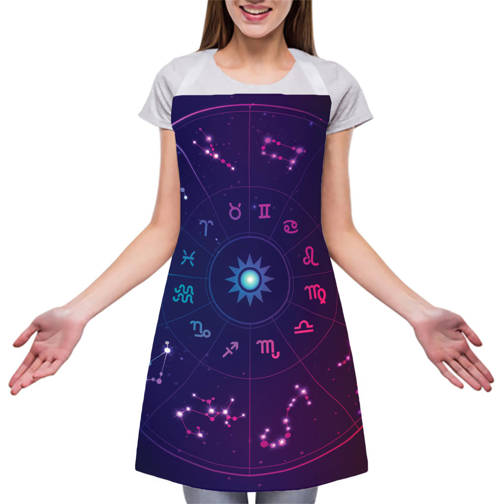 Zodiac Symbols Wheel Print Adjustable Apron