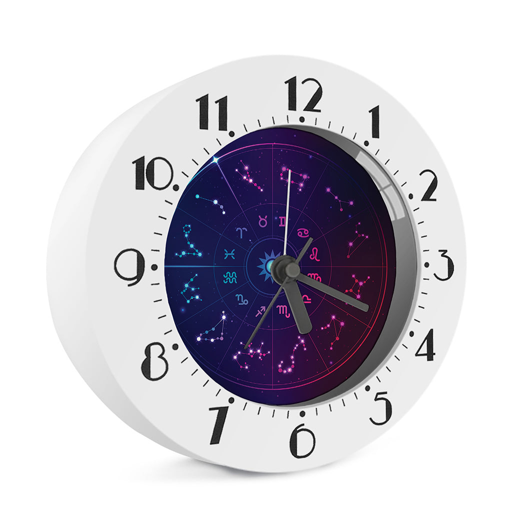 Zodiac Symbols Wheel Print Alarm Clock