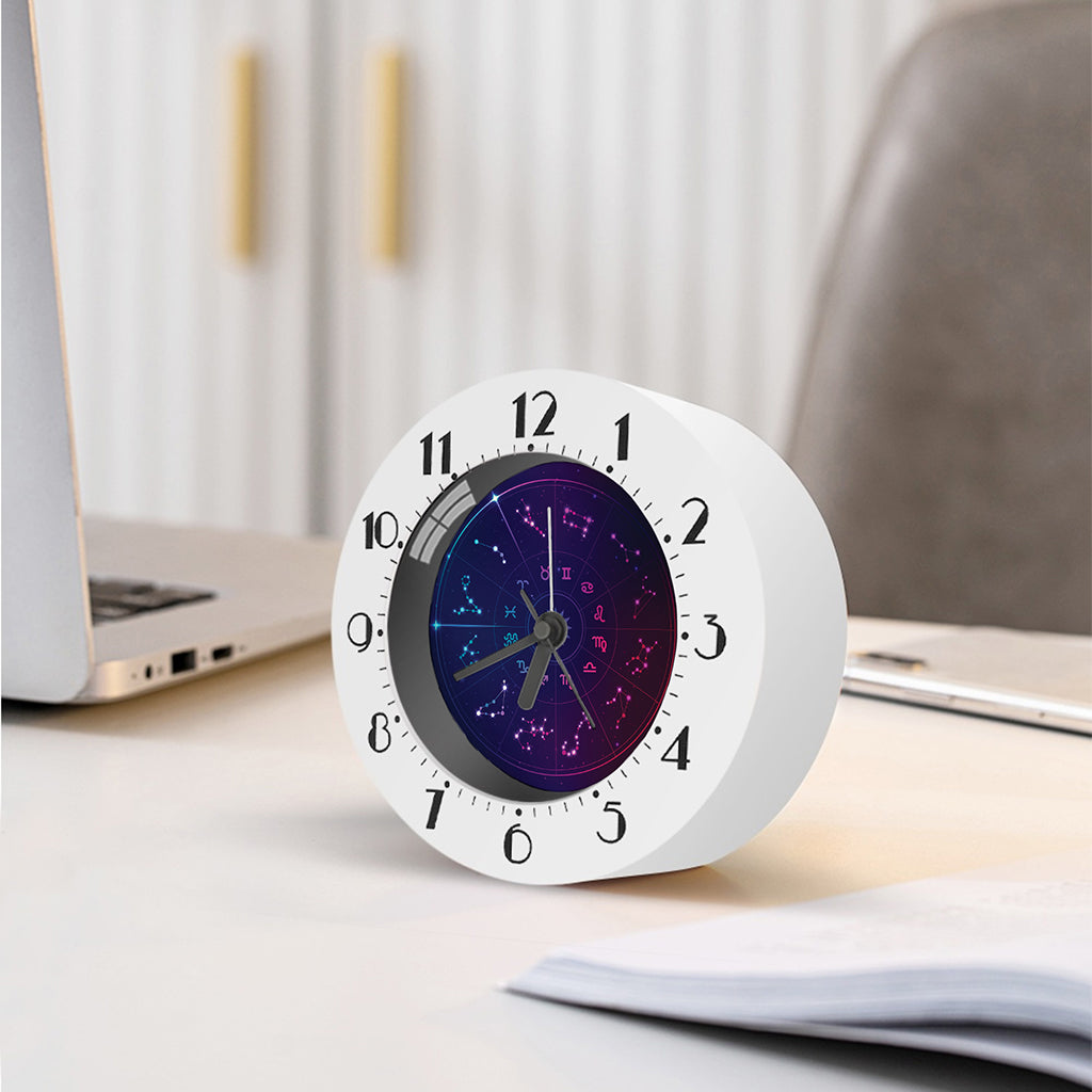Zodiac Symbols Wheel Print Alarm Clock