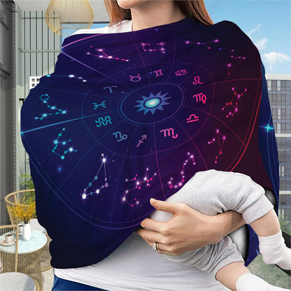 Zodiac Symbols Wheel Print Baby Seat Cover