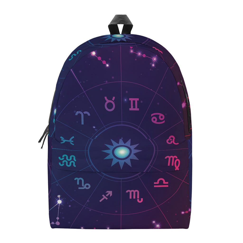 Zodiac Symbols Wheel Print Backpack