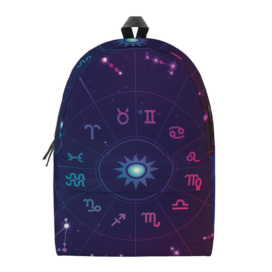 Zodiac Symbols Wheel Print Backpack
