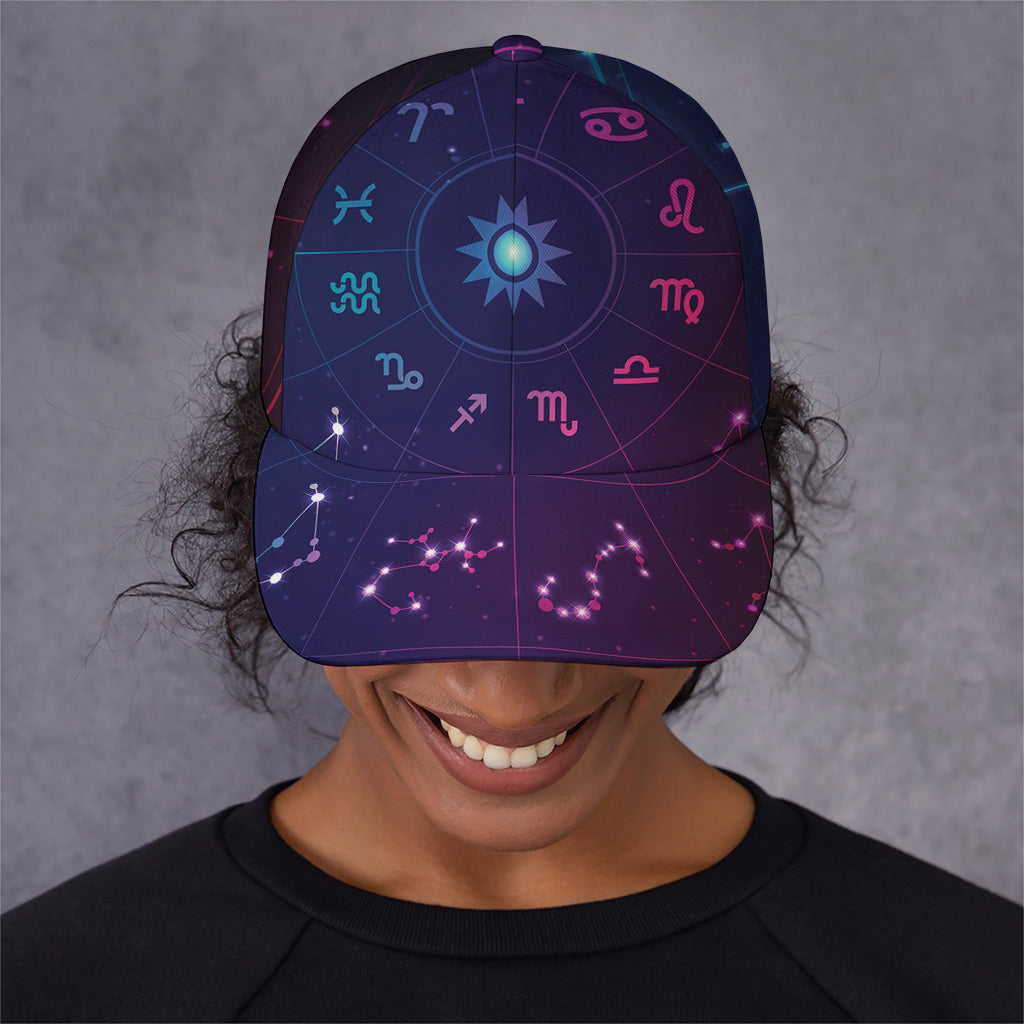 Zodiac Symbols Wheel Print Baseball Cap