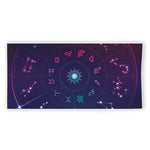 Zodiac Symbols Wheel Print Beach Towel