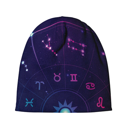 Zodiac Symbols Wheel Print Beanie