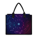 Zodiac Symbols Wheel Print Canvas Tote Bag