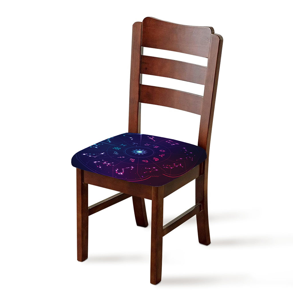 Zodiac Symbols Wheel Print Chair Cushion Cover