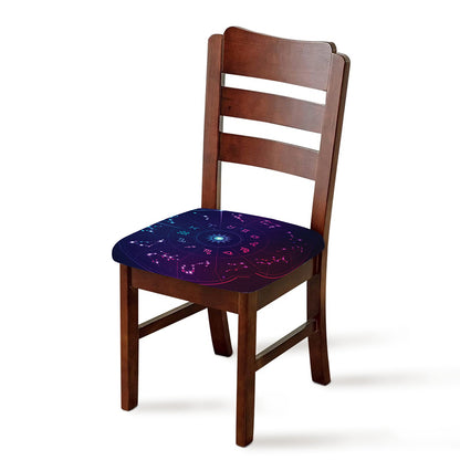 Zodiac Symbols Wheel Print Chair Cushion Cover