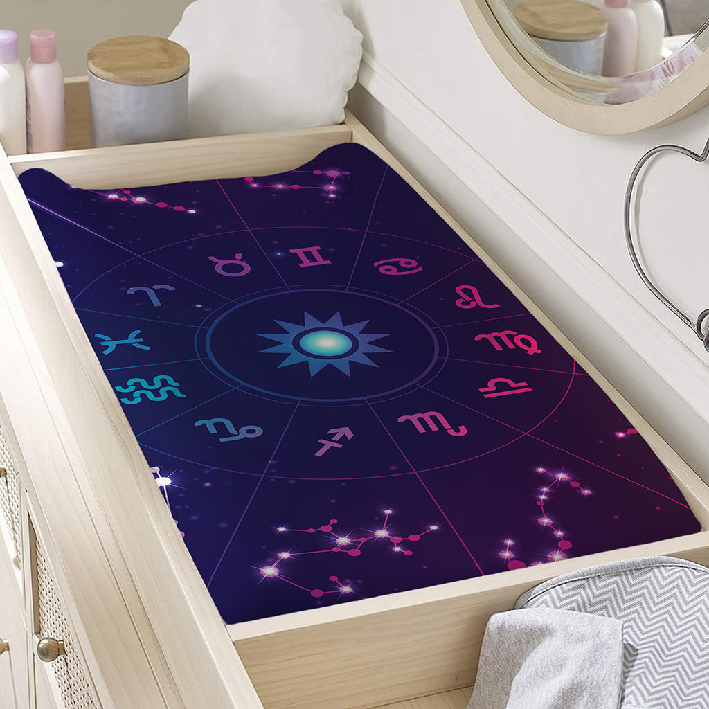 Zodiac Symbols Wheel Print Changing Pad Cover