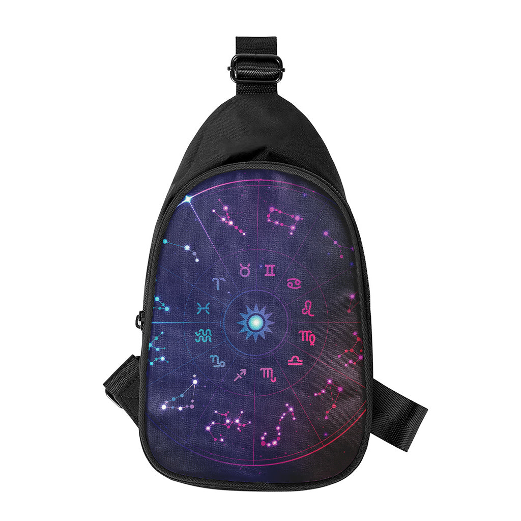 Zodiac Symbols Wheel Print Chest Bag