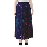 Zodiac Symbols Wheel Print Chiffon Maxi Skirt