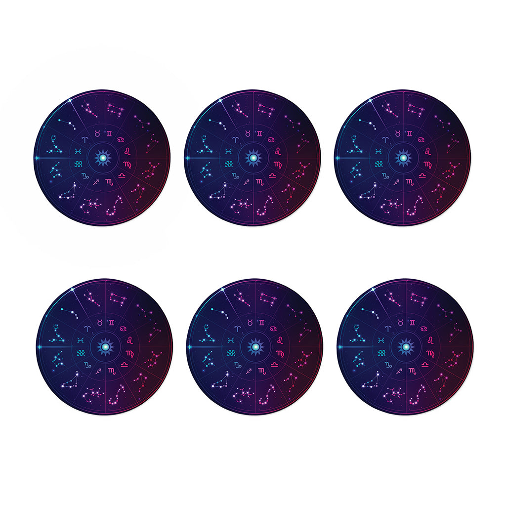 Zodiac Symbols Wheel Print Coaster Set