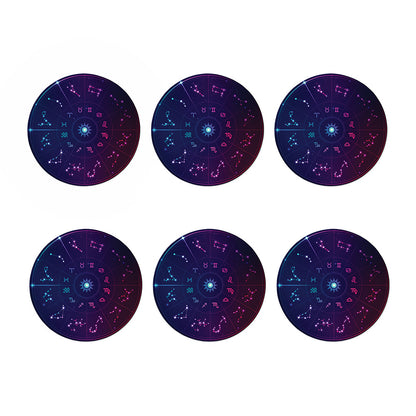 Zodiac Symbols Wheel Print Coaster Set