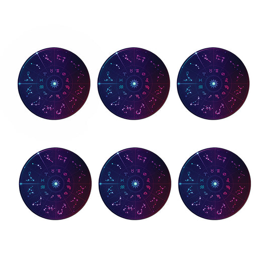 Zodiac Symbols Wheel Print Coaster Set