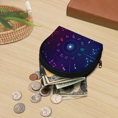 Zodiac Symbols Wheel Print Coin Purse