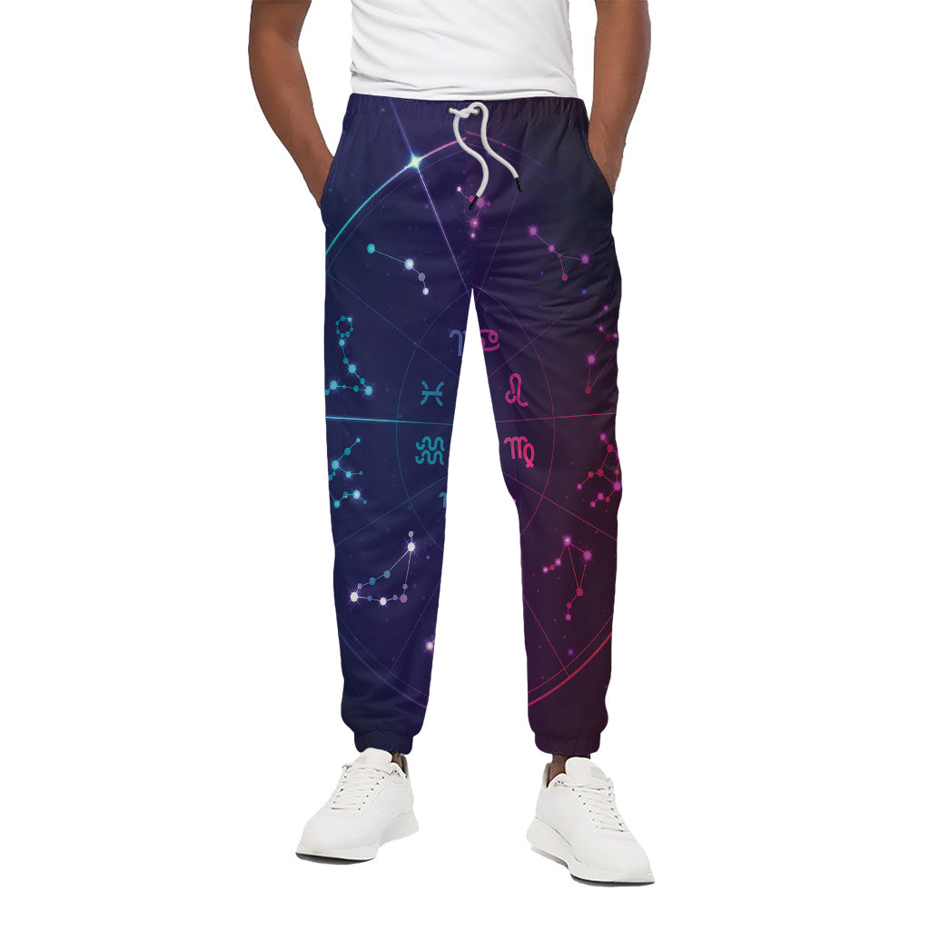 Zodiac Symbols Wheel Print Cotton Pants
