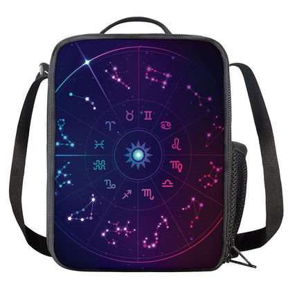 Zodiac Symbols Wheel Print Crossbody Lunch Bag