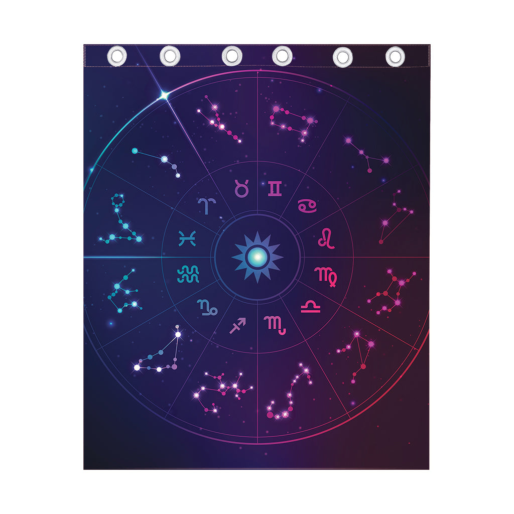 Zodiac Symbols Wheel Print Curtain