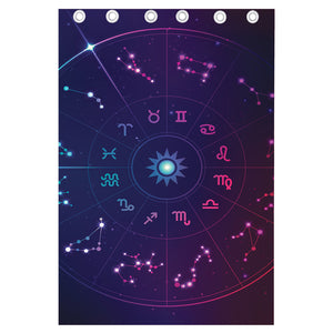 Zodiac Symbols Wheel Print Curtain