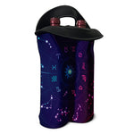 Zodiac Symbols Wheel Print Double Neoprene Wine Tote