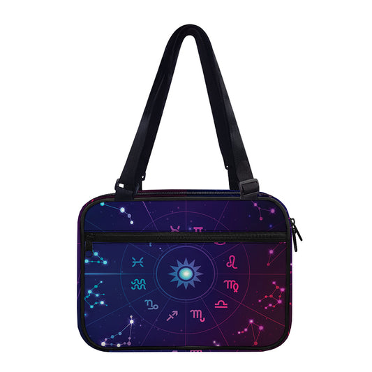 Zodiac Symbols Wheel Print Double Strap Bible Bag