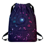 Zodiac Symbols Wheel Print Drawstring Backpack