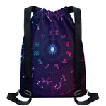 Zodiac Symbols Wheel Print Drawstring Backpack