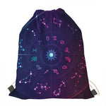 Zodiac Symbols Wheel Print Drawstring Bag