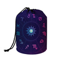 Zodiac Symbols Wheel Print Drawstring Makeup Bag