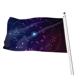 Zodiac Symbols Wheel Print Flag