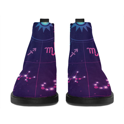 Zodiac Symbols Wheel Print Flat Ankle Boots