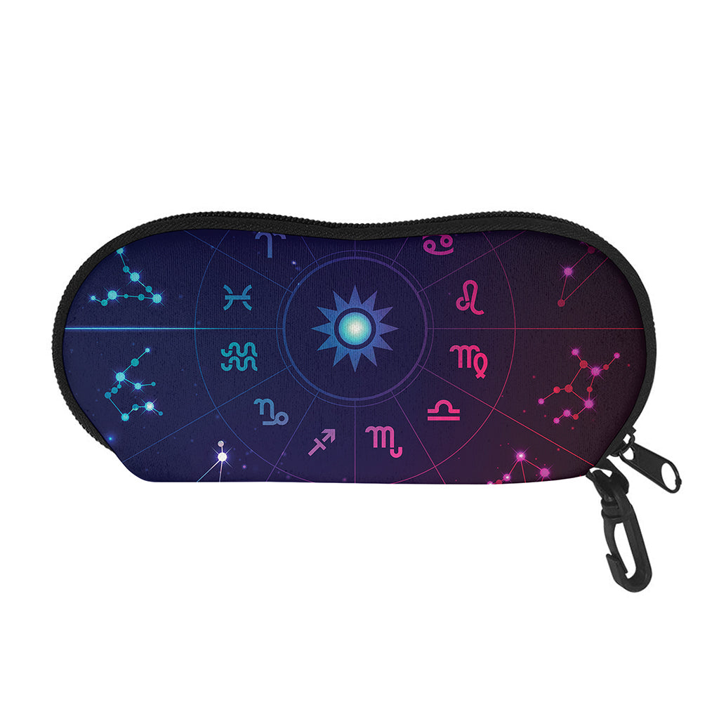 Zodiac Symbols Wheel Print Glasses Case