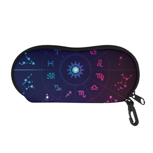 Zodiac Symbols Wheel Print Glasses Case