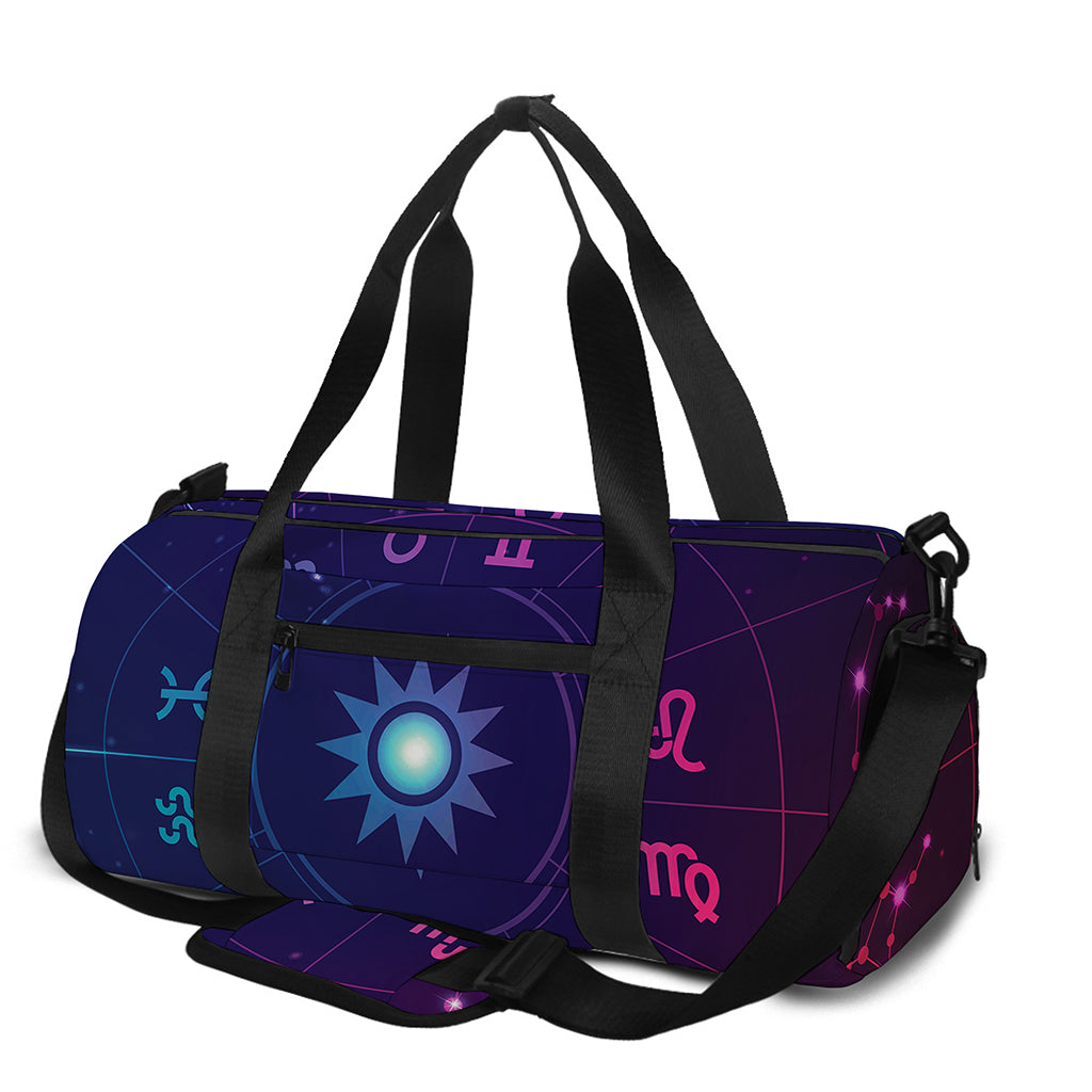 Zodiac Symbols Wheel Print Gym Bag