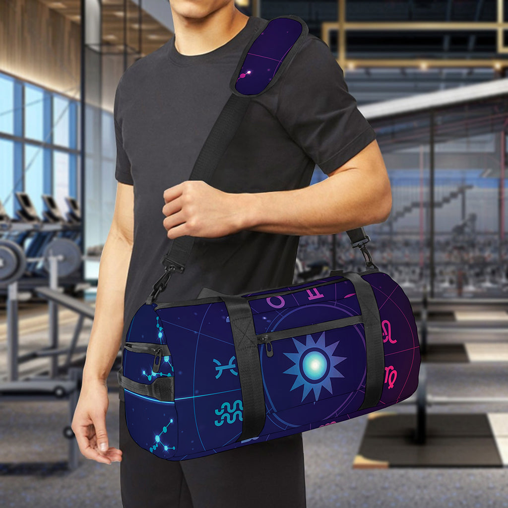 Zodiac Symbols Wheel Print Gym Bag