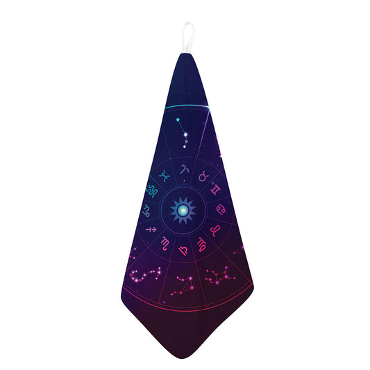 Zodiac Symbols Wheel Print Hand Towel