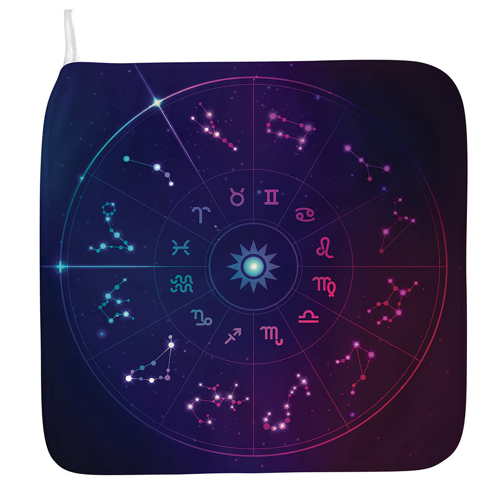 Zodiac Symbols Wheel Print Hand Towel