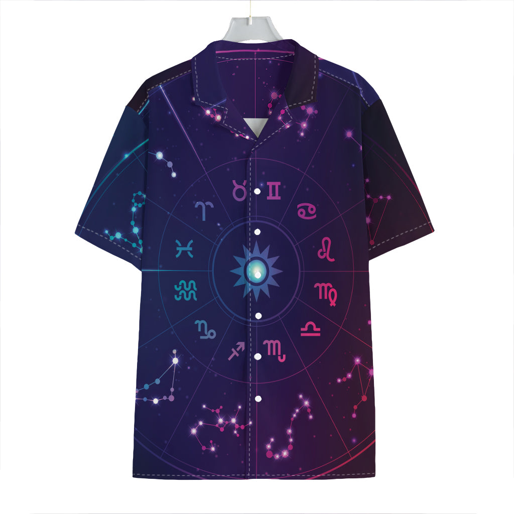 Zodiac Symbols Wheel Print Hawaiian Shirt