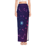 Zodiac Symbols Wheel Print High Slit Maxi Skirt
