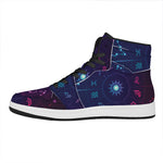 Zodiac Symbols Wheel Print High Top Leather Sneakers