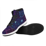 Zodiac Symbols Wheel Print High Top Leather Sneakers
