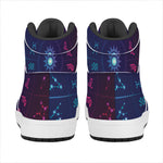 Zodiac Symbols Wheel Print High Top Leather Sneakers