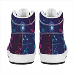 Zodiac Symbols Wheel Print High Top Leather Sneakers