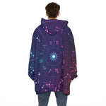 Zodiac Symbols Wheel Print Hoodie Blanket