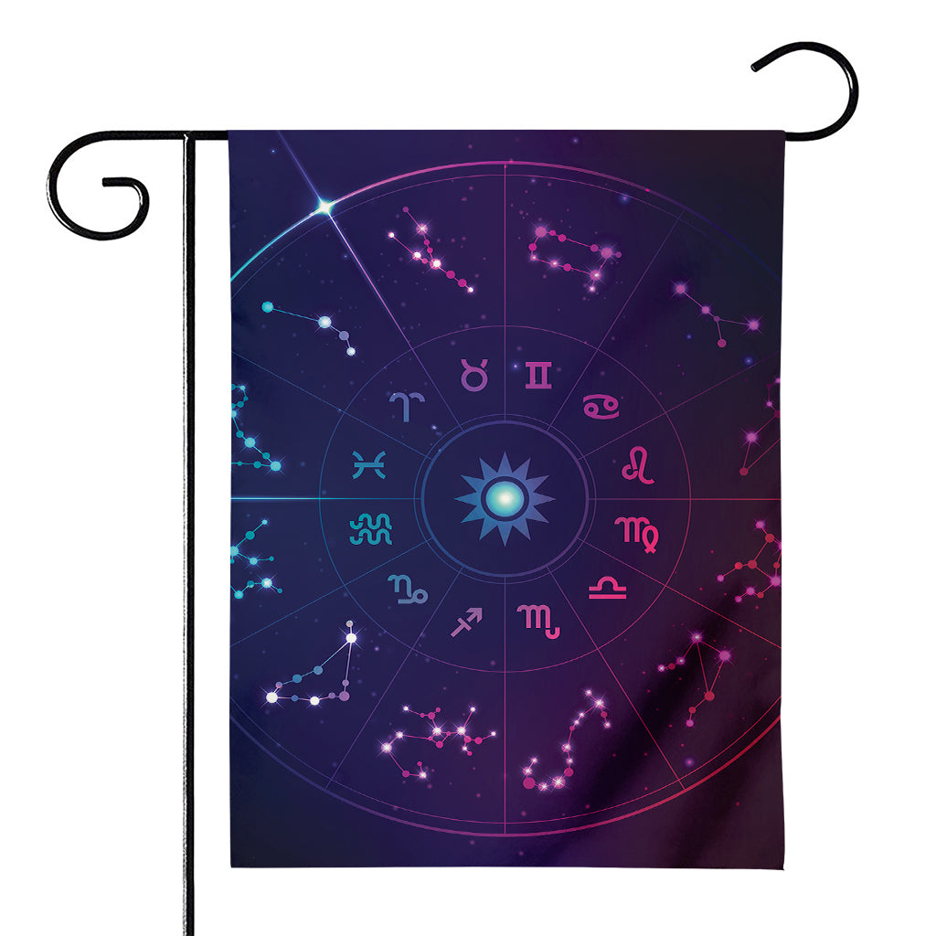 Zodiac Symbols Wheel Print House Flag