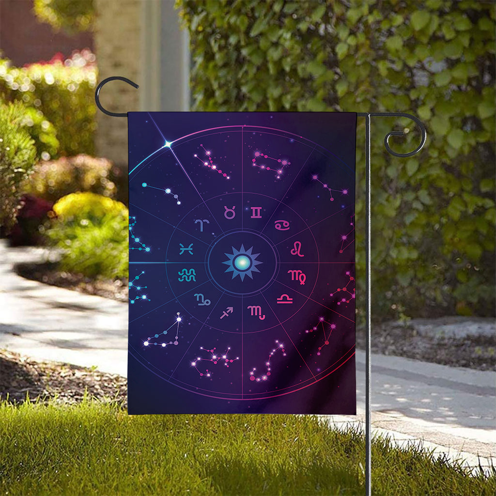 Zodiac Symbols Wheel Print House Flag