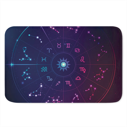 Zodiac Symbols Wheel Print Indoor Door Mat