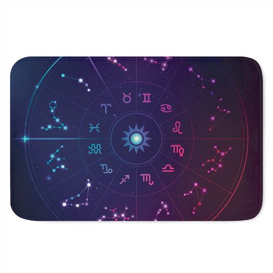 Zodiac Symbols Wheel Print Indoor Door Mat