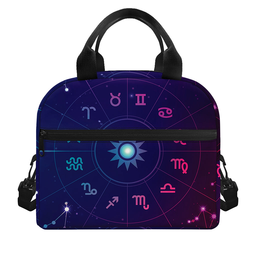 Zodiac Symbols Wheel Print Insulated Lunch Bag
